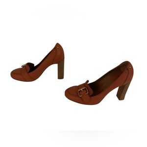 Chloe Elegant Brown Heeled Loafers